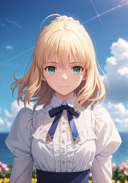 00179-2807309162-best quality, masterpiece,_lora_saber_v1_0.9_, phSaber, phAltoria, 1girl, solo, cloud, sky, long hair, looking at viewer, day, u.png